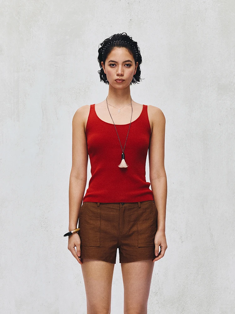 

Pure Color U-Ne Knitted Strap Vest Women's Summer New Sle Thin Strap Vest Knitted Tube Top Cotton 00% Color