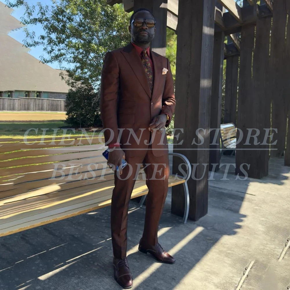 

High Quality Suits for Men 2026 Solid Color Single Breasted Business Blazer Elegant 2 Piece Jacket Pants Costume Homme