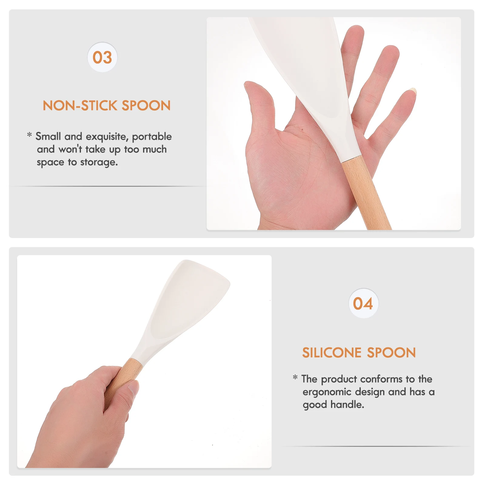 

Rice Cooker Spoon Silicone Wood Non-stick Kitchen Utensils Rice Spatula Easy Clean Portable Storage Practical Function