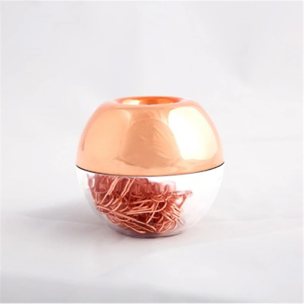 Round Paper Clips Rose Gold Paperclips Dispenser Holder Home Business Office School Tabletop Organizer Document