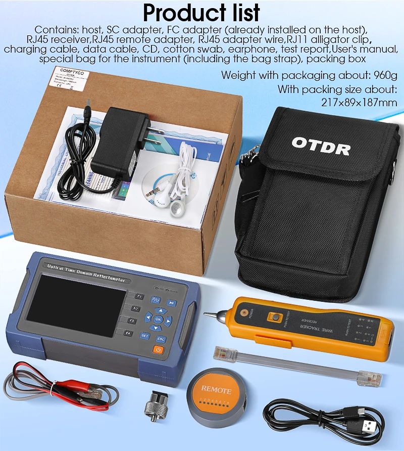 Comtyco-Mini OTDR layar sentuh serat reflektor, AUA600U/A, 1310/1550nm, 24/22dB, OLS OPM + VFL 60km