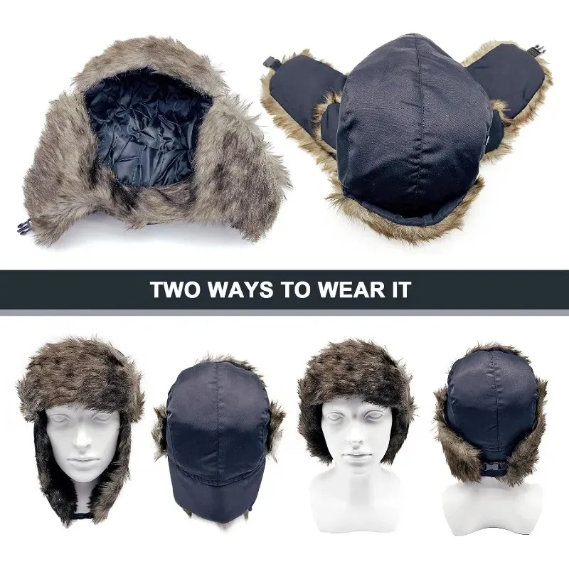 الروسية Ushanka الشتاء قبعة رجالي دافئ الجندي الطيار قبعة دورية غطاء للأذنين ألياف البوليستر يندبروف الطقس البارد والعتاد