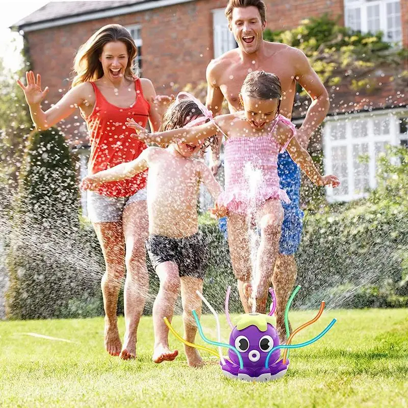 Semprotan air gurita Sprinkler, mainan luar ruangan taman halaman belakang mainan air kartun musim panas untuk anak-anak