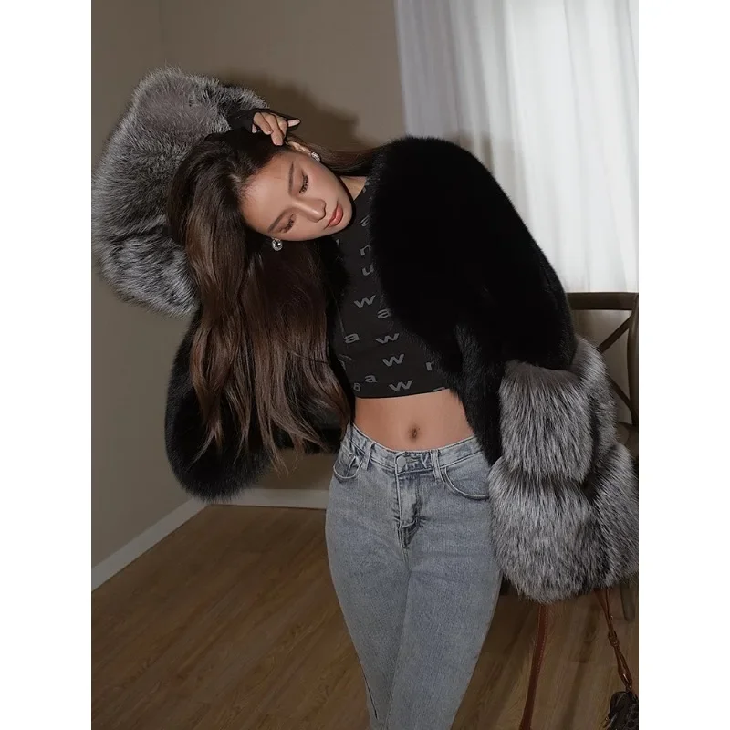 女性用フォックスファーコート,輸入,レザー,ナチュラル,新品,2024