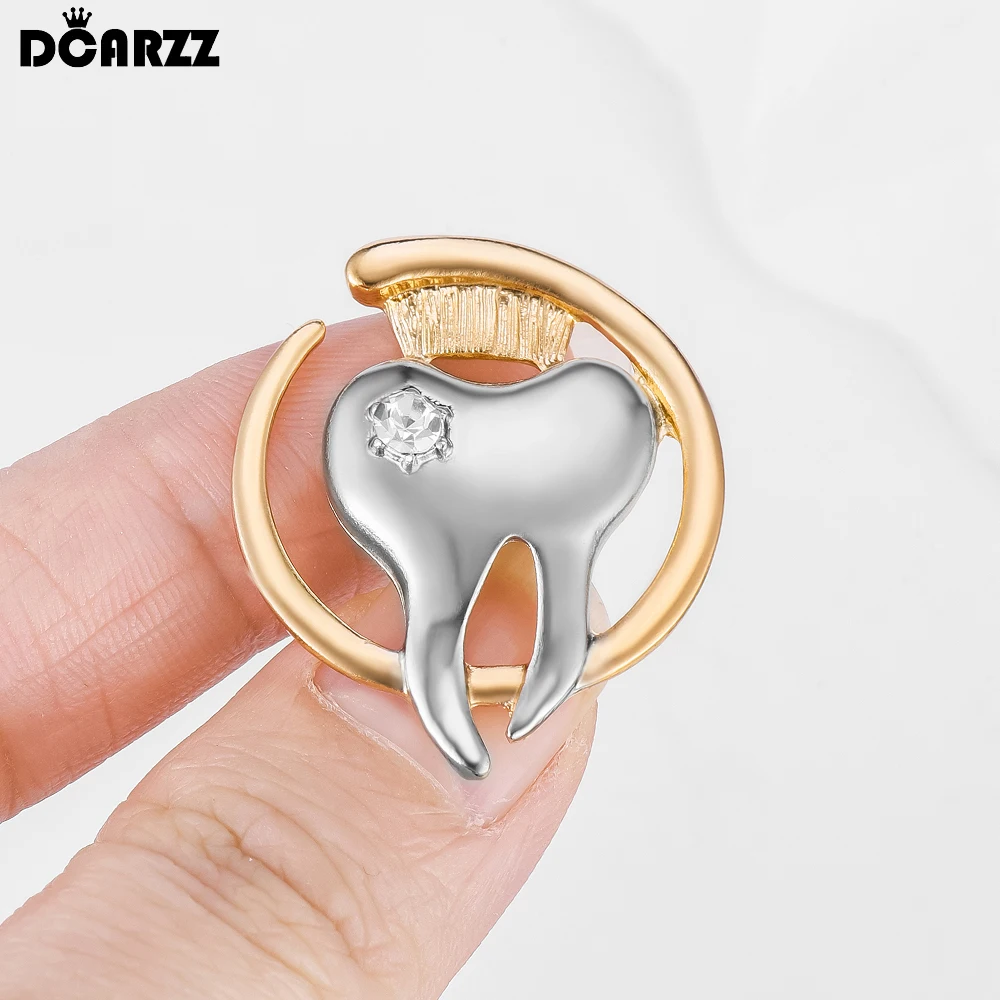 DCARZZ Dental Tooth Toothbrush Brooch Pin Medical Jewelry for Dentist Teeth Lapel Badge Doctor Nurse Medicine Gifts