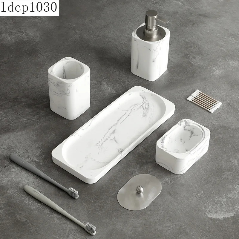 Ceramic Bathroom Supplies White Marble Brushing Cup/toothbrush Holder/storage Box Tray Home Bathroom Decoration Accessories