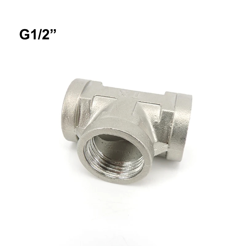 

1x2pcs G1/2" 20MM 3 way female splitter Plumbing Fittings Thread Tee Type 201 Stainless Steel Butt Joint water hose connector r1