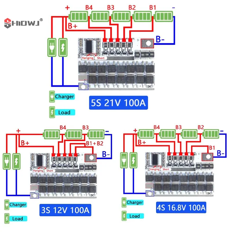 3S 4S 5S BMS 12V 16.8V 21V 100A Li-ion Ternary Lithium Battery Protection Circuit Board Li-polymer Balance Charging Module