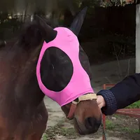 Anti Fly Stretchy Knitted Mesh Mask Ear Protection Meshed Horse Ear Cover Fly Mask Bonnet Net Horse Riding Equestrian Equipment