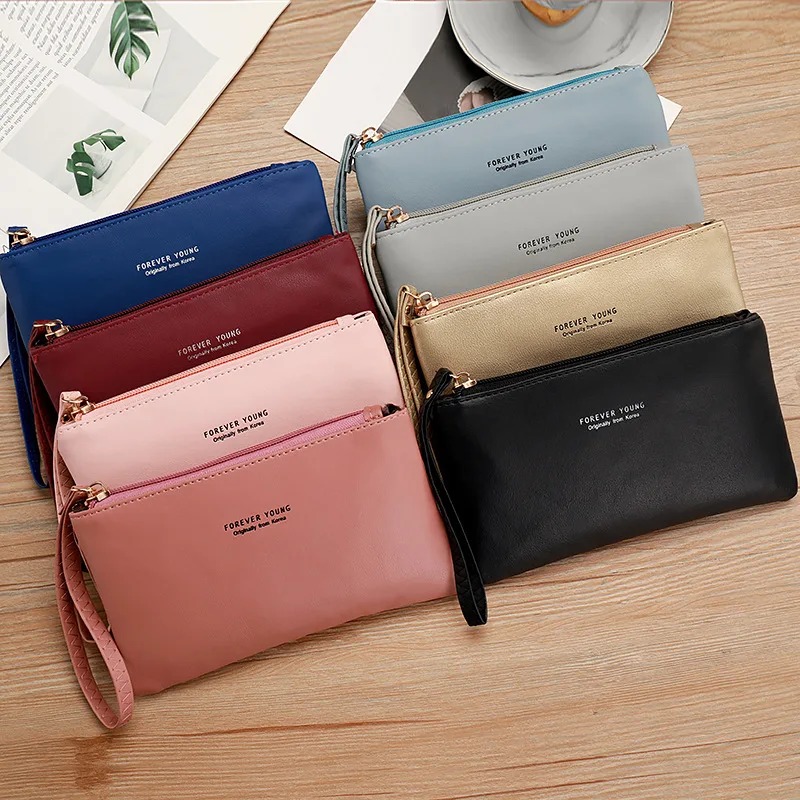 

Fresh and Simple Women's Long Wallet with Zipper Fashionable Sweet Large Capacity Clutch Bag New Fashionable Coin Purse