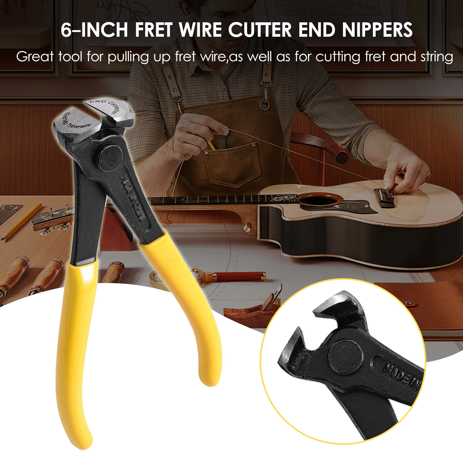 6-inch Fret Wire Cutter End Nippers Guitar Fret Wire End Cutting Pliers Luthier Tool Nipper Puller Pliers String Scissors