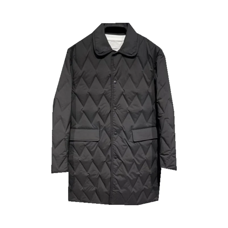 Jaet-ropa de trabajo ligera con cuello levantado para hombre, ropa de trabajo de longitud media, informal, con diamantes, a la moda, diseño Original