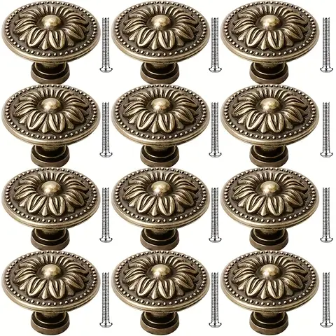 8/12 vintage cabinet handles with screws, drawer handles, decorative knobs, detailed engraving, cabinet knobs and handles