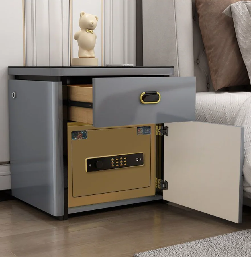 منضدة ذكية حديثة شحن لاسلكي طاولة بجانب السرير بلوتوث صوت LED مصباح خشبي قابل للتعديل لاستخدام غرفة نوم الشقة #2