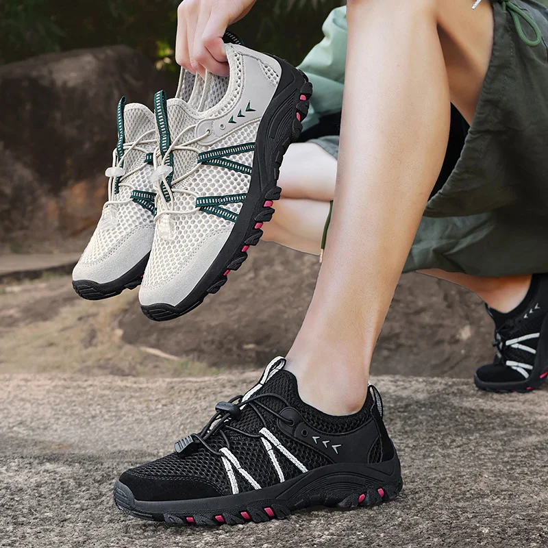 Spring And Autumn New Couple Outdoor Sports Shoes Lightweight Breathable Mesh Hiking Shoes Off Road Camping Mountaineering Shoes