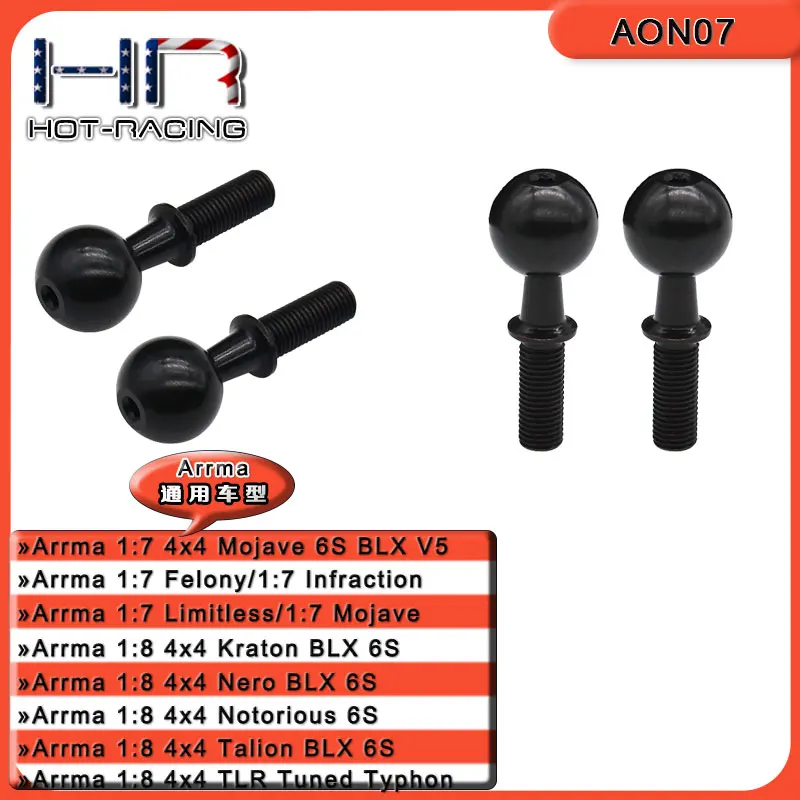 Hot Racing S2 Spring Steel CNC Pivot Balls provide direct replacement parts for  Arrma 1/8 1/7