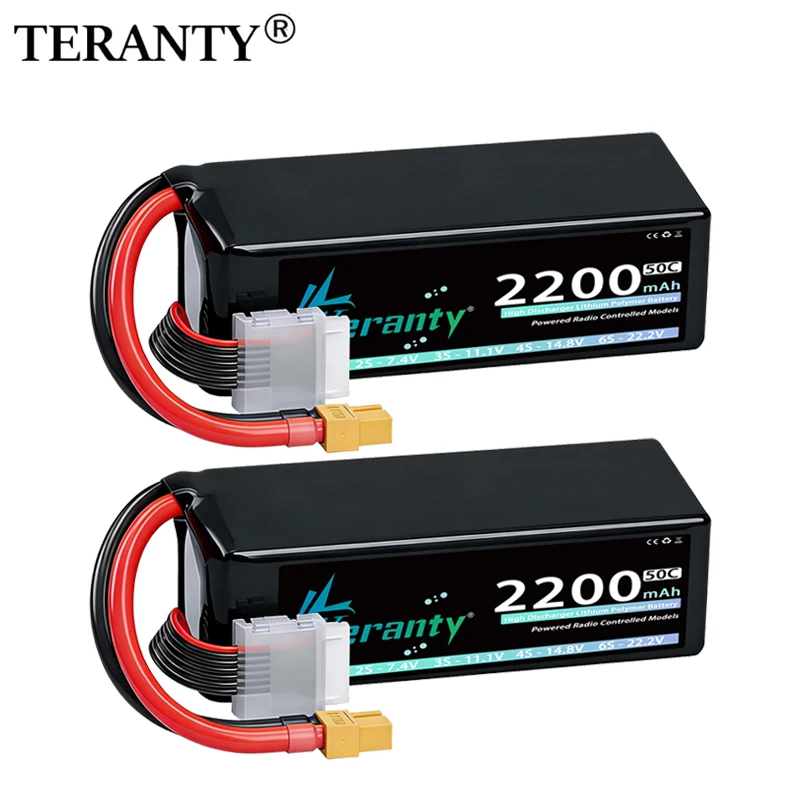 1/2 Stück TERANTY 6S Lipo Akku 22,2V 50C/100C 2200mAh mit T XT60 Stecker für Flugzeug Hubschrauber RC Auto LKW Boot RC Modellteile
