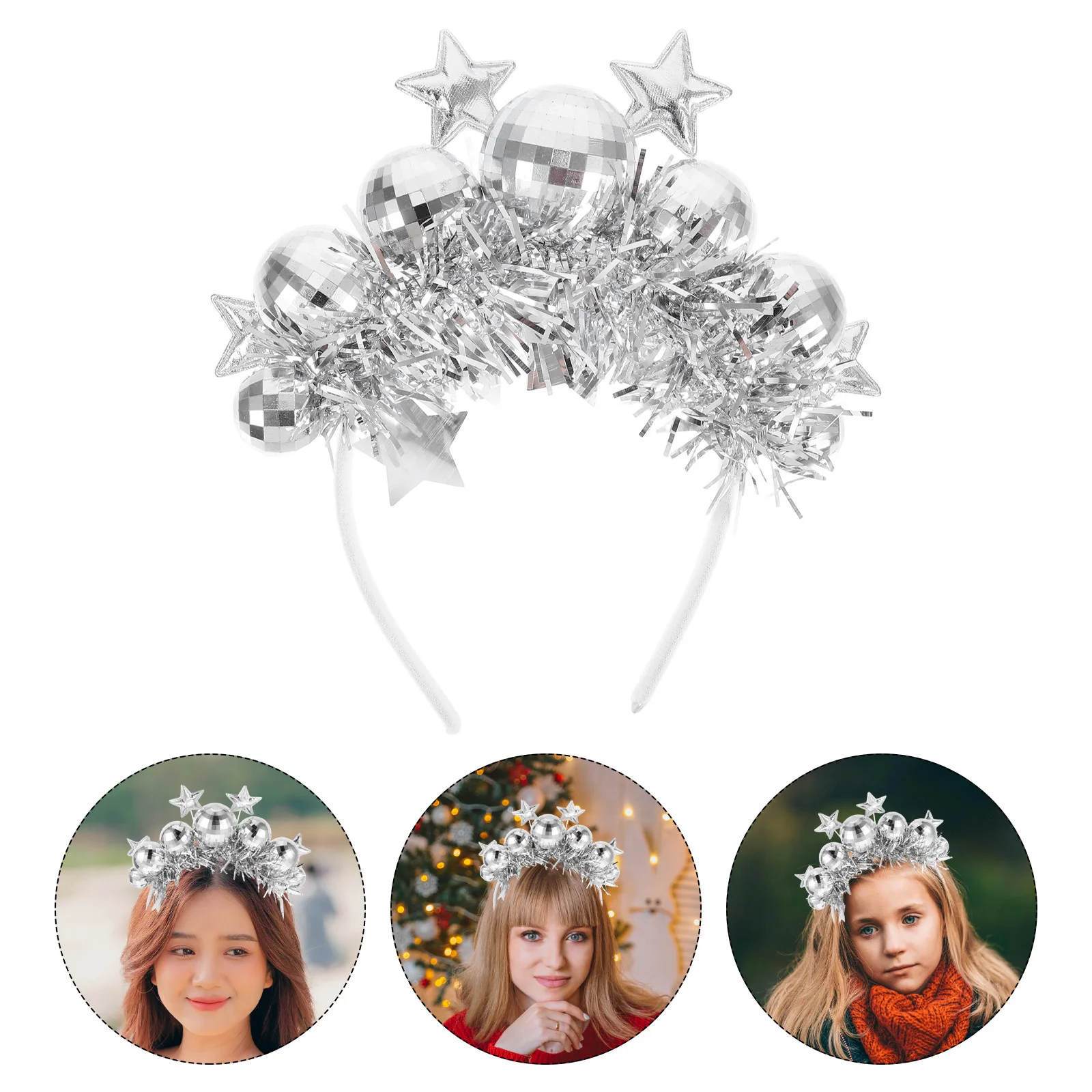 

Trendy Disco Headband for Women Eye Catching Metallic Ball Design Comfortable Fit Hair Accessory for Party Wedding Celebration
