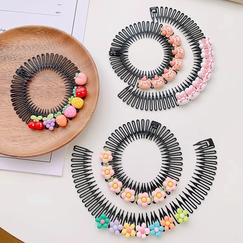 1/3Pcs New Children Y2k Star Colorful Hair Comb Broken Headband Hair Clips Bunny Cute Headdress Princess Girls Hair Accessories