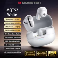 Monster MQT52 nuevos auriculares TWS para juegos inalámbricos Bluetooth 5,4 auriculares estéreo HIFI para música auriculares con cancelación de ruido y micrófono