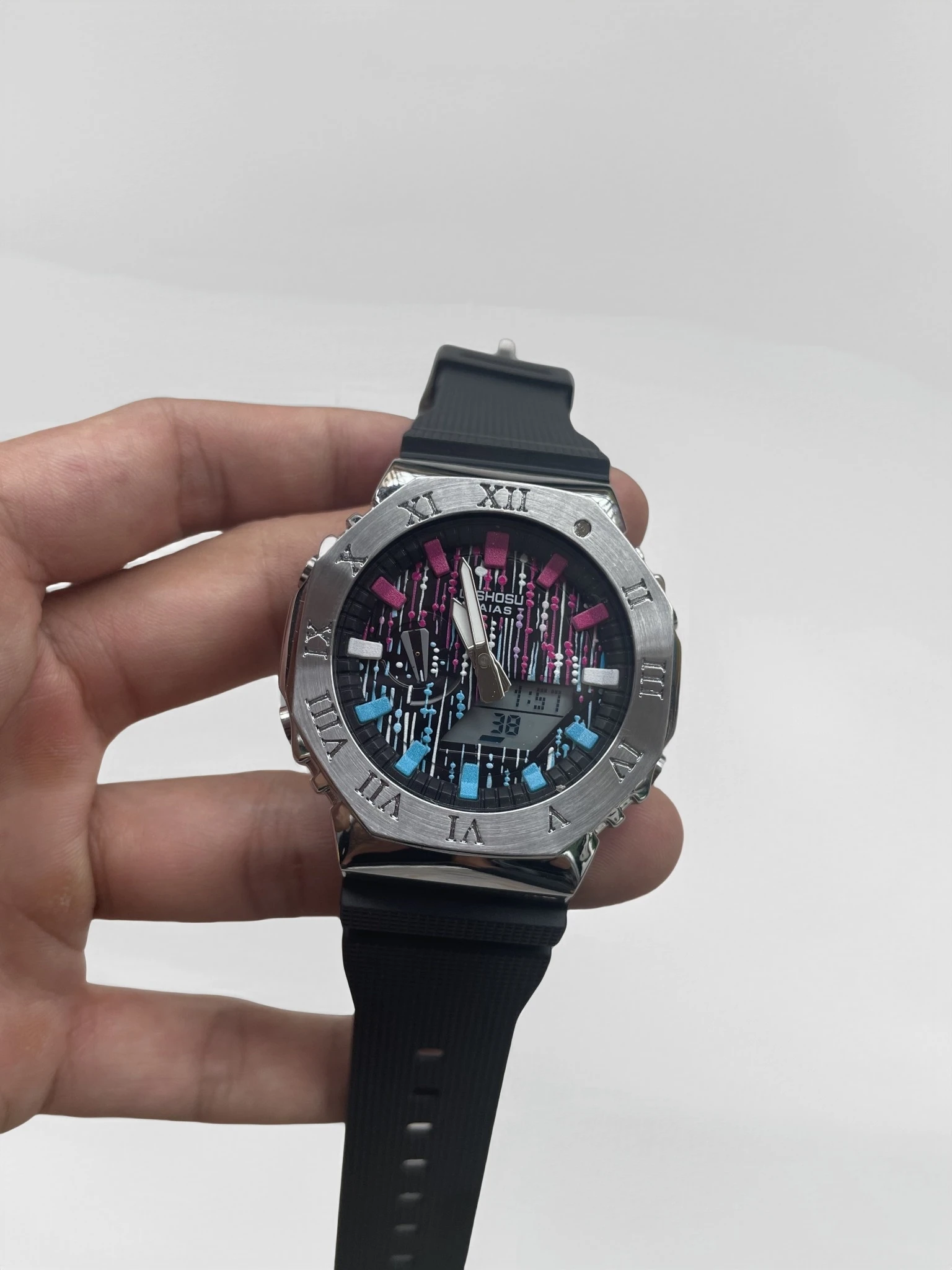 

Спортивные часы унисекс из сплава, полнофункциональные, мировое время, большой светодиодный дисплей, серия GM Oak