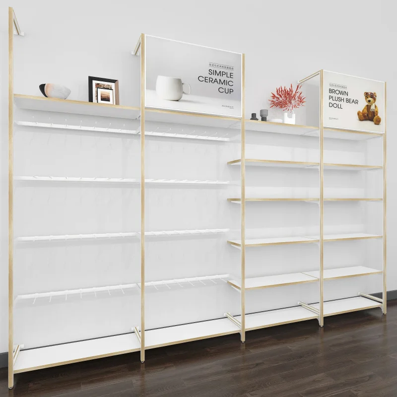 custom.Trend Shop Shelf Steel and Wooden Structure with Leather Decoration MINISOstore Display Shelf Accessories Jewelry Display