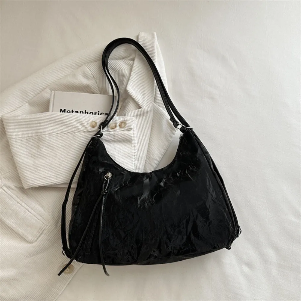 Casual Nylon Shoulder Bag Lightweight Large Capacity Underarm Handbag Multi-purpose Wrinkle Texture Tote Bag Women