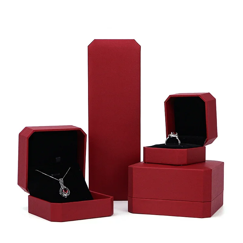 Octagonal Filled Paper Jewelry Box Ring Earrings Pendant Necklace Jewelry Organizer Packaging Box for Wedding