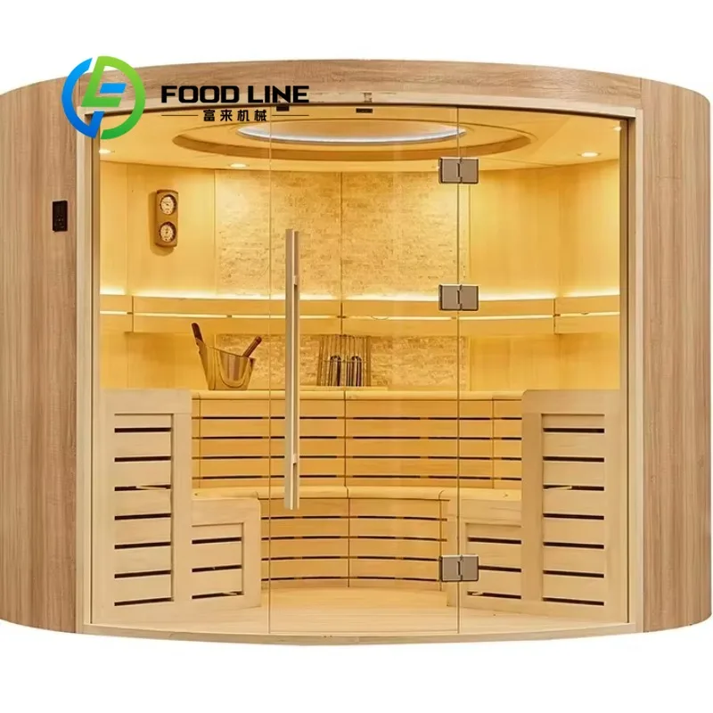 Outdoor Sauna Room Twin Bench Gable Roof Design Rain Runoff Dry Steep Angle Rain Proof Wellness Hotel Garden Reliable Supply