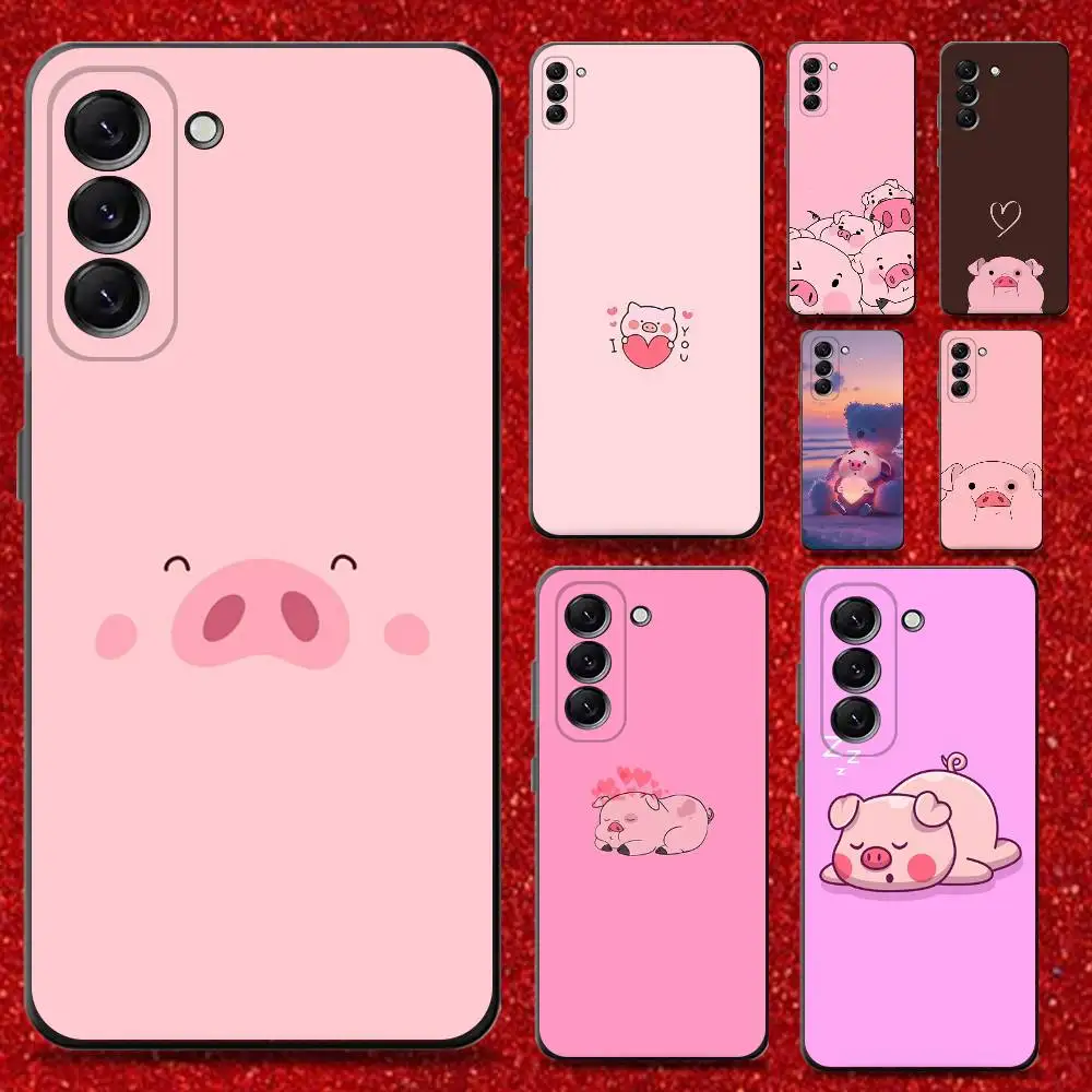

Cute Pink Pig Cartoon Phone Case For Samsung Galaxy A13,A21s,A22,A31,A32,A52,A53,A71,A80,Soft Black Shell