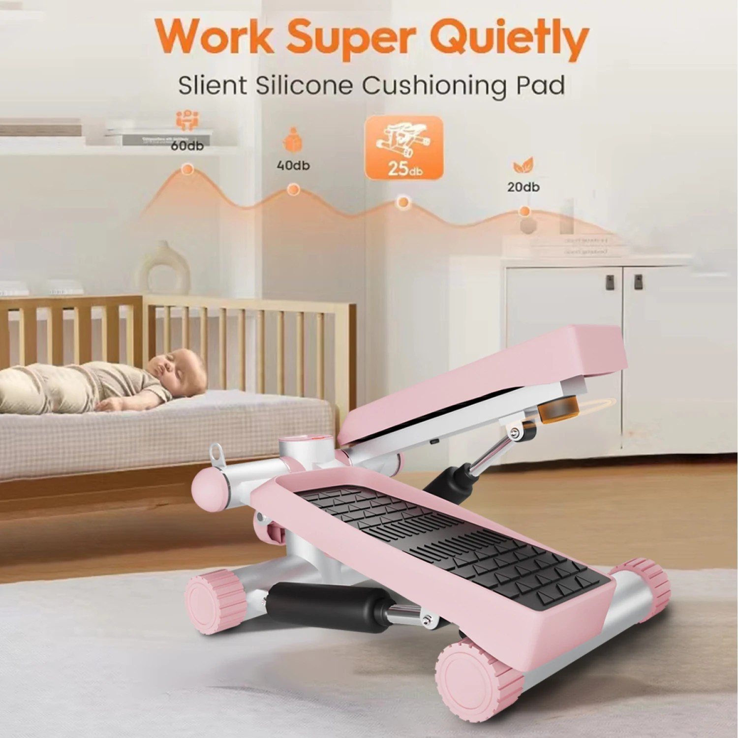 Steppers for Exercise, Stair Stepper with Resistance Bands, Mini Stepper with 330LBS Loading Capacity, Hydraulic Fitness Stepper