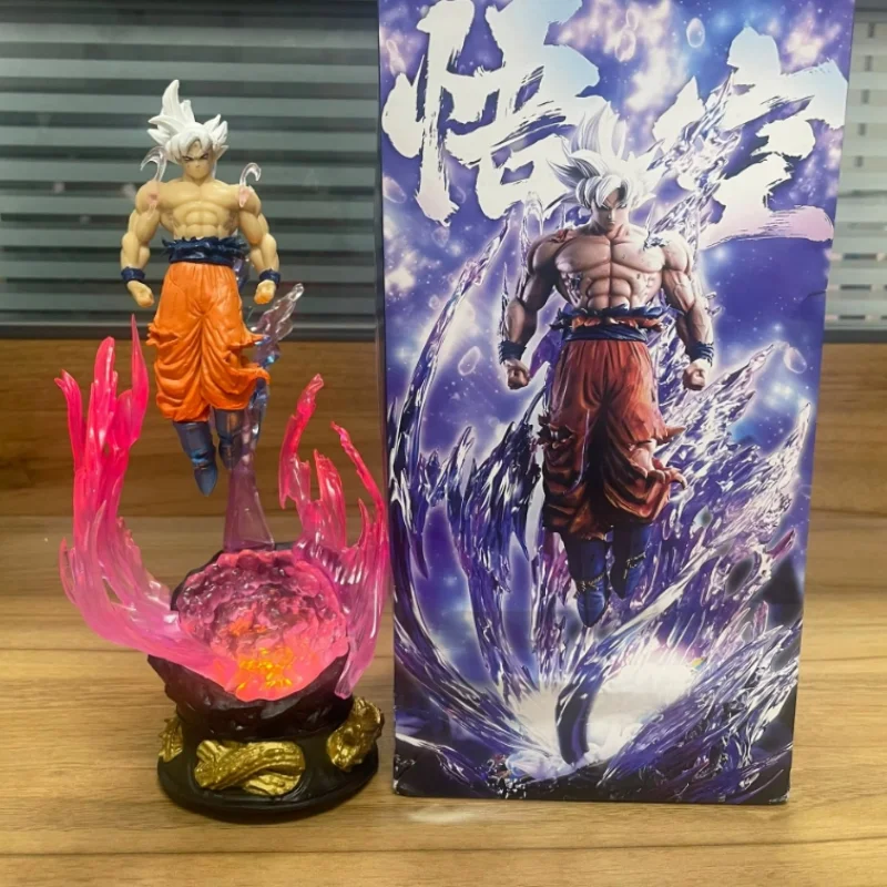 Dragon ball anime figura 25cm son goku ultra instinto super saiyan estatueta estátua de pvc modelo ornamento coleção presente brinquedo