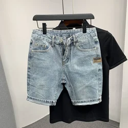 Men's Short Jeans Pants Oversize Big Size Graphic Male Denim Shorts Designer Cut Blue Trend 2024 Xl Thin New in Original Jorts