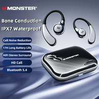Monster XKO09 Earphones Wireless Bluetooth 5.4 Bone Conduction Headphones Long Battery Life Earbuds Noise Canceling Game Headset