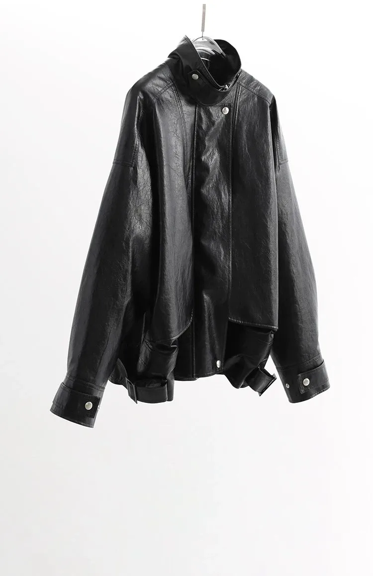 Cool and Stylish~ Motorcycle Leather Jacket Pu Trendy Retro Top Women's Short Leather Coat Autumn 2026