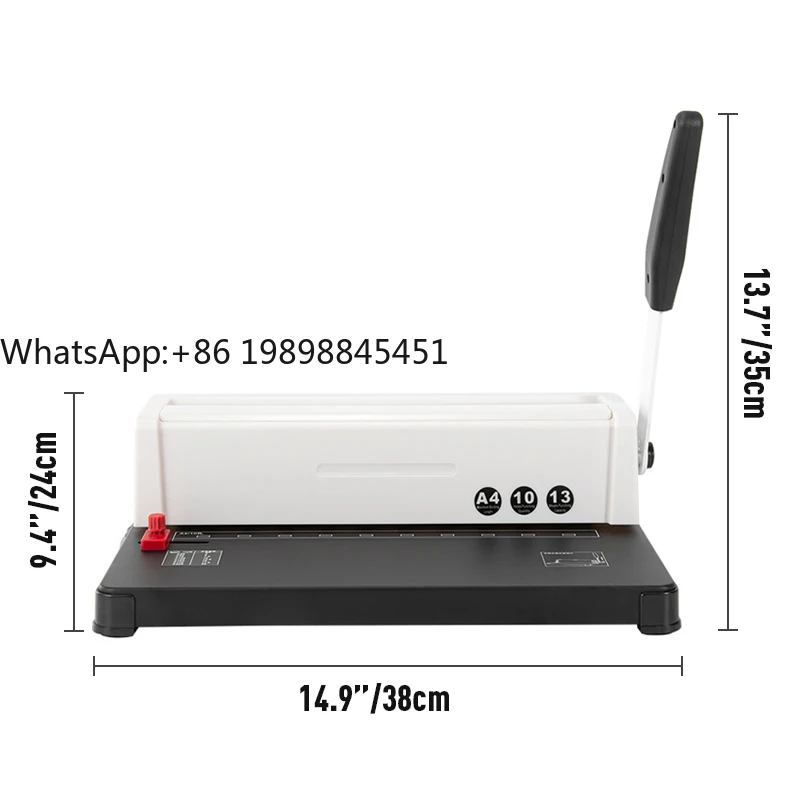 

A4 Manual Office Book Binding Equipment 10-Hole Press Strip Book Binder Wire Binding Machine for Punching and Binding