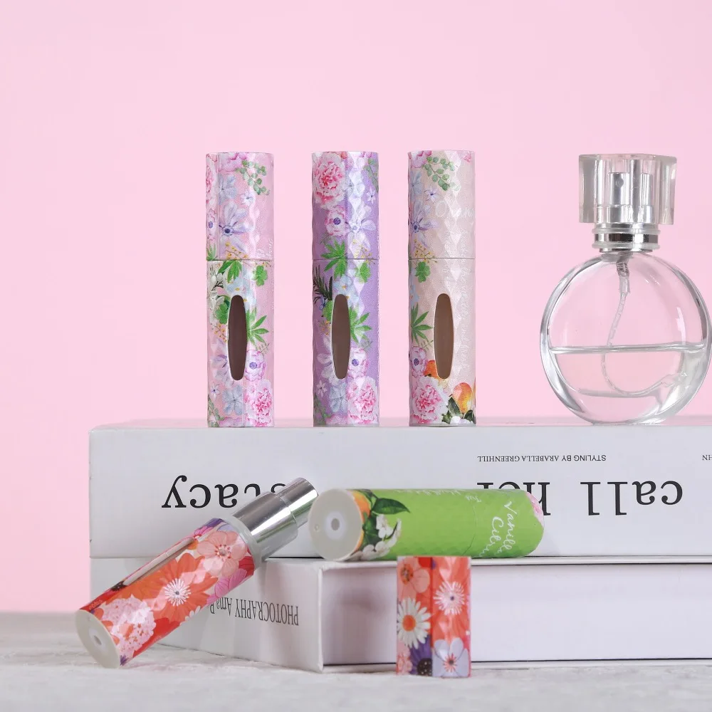 5ml spray garrafa rotativa à prova de vazamento recarregável vazio recipientes cosméticos vazio mini garrafa de distribuição de perfume