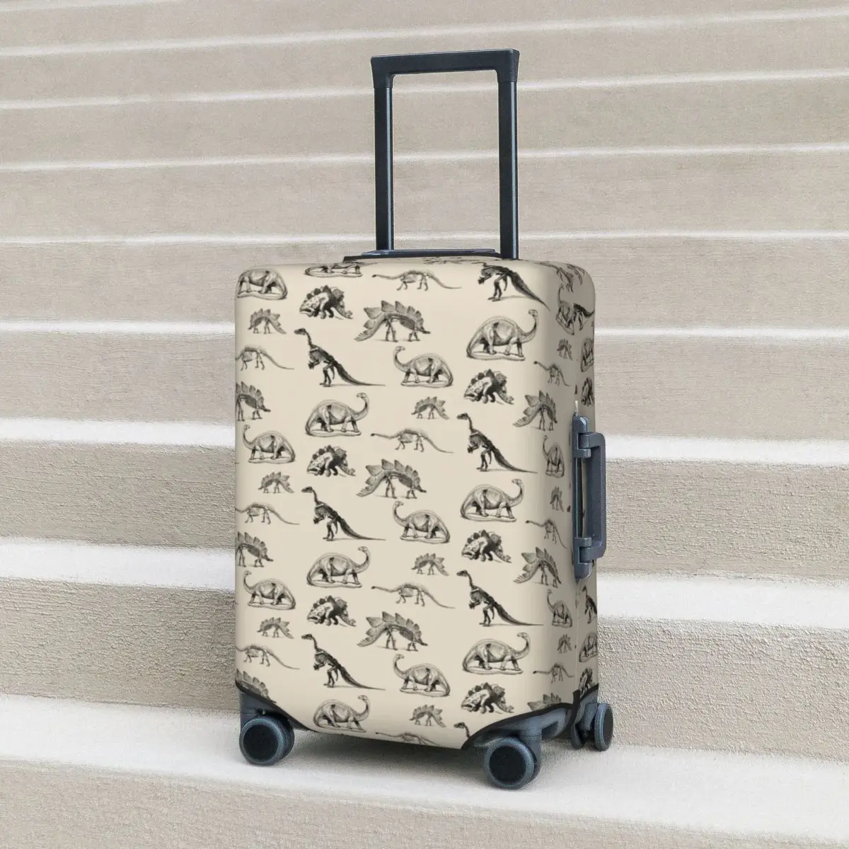

Dinosaur Skeleton Illustrations Suitcase Cover Holiday Vintage Practical Luggage Accesories Cruise Trip Protection