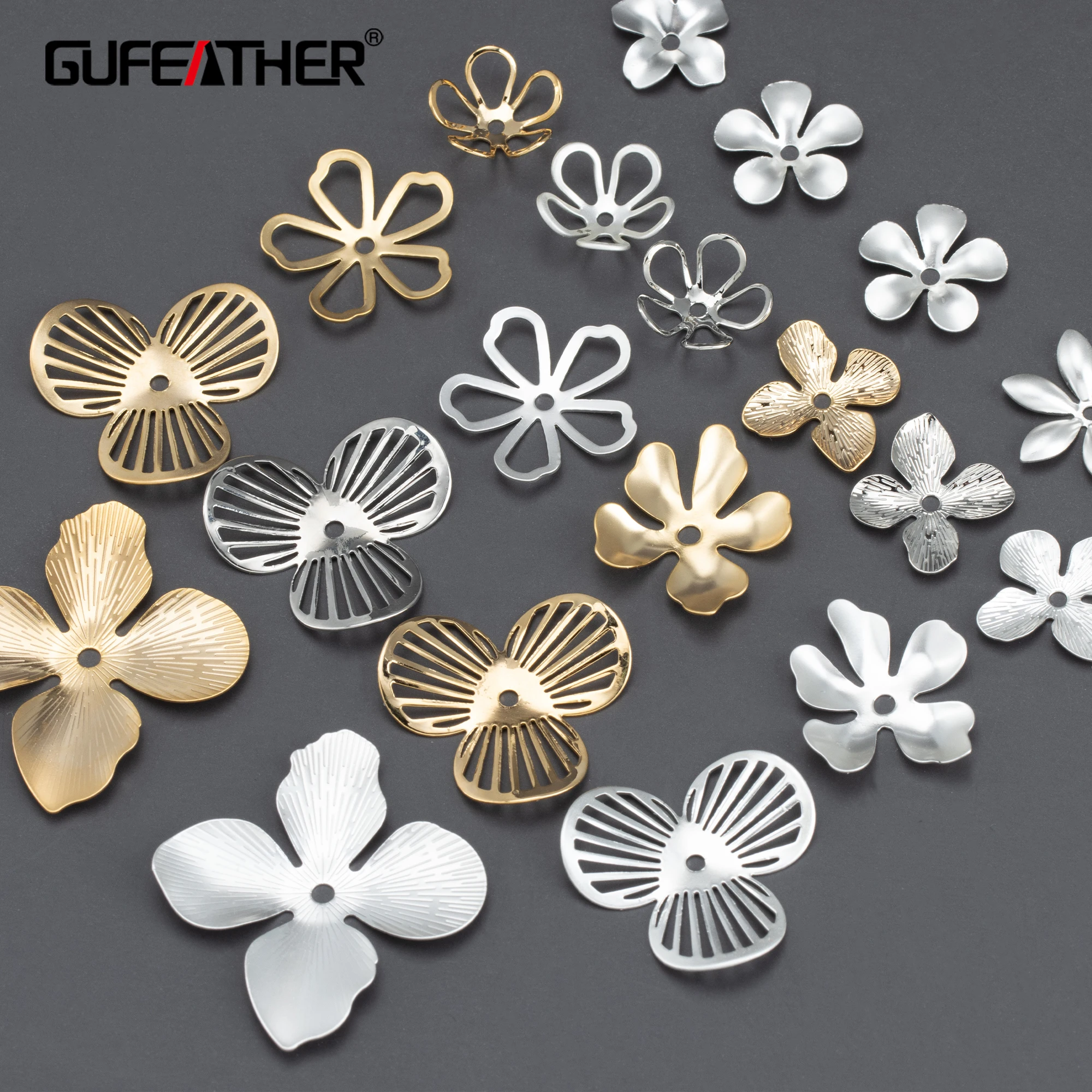 GUFEATHER, 20 sztuk/partia, MA80, akcesoria jubilerskie, bez niklu, 18-karatowe złoto rodowane, miedź, tworzenie biżuterii, akcesoria kwiatowe diy