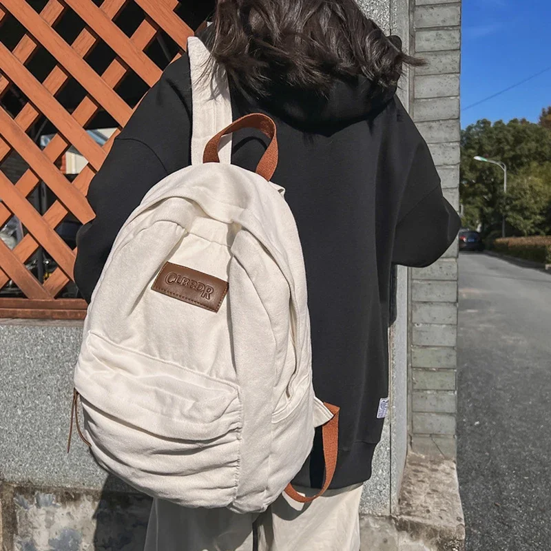 Nova menina legal menino lona verde portátil estudante saco na moda dos homens da faculdade mochila feminina masculino senhora mochila de viagem moda