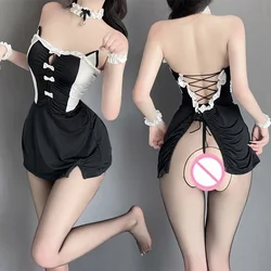 Lingerie Cat girl seduces revealing buttocks open gear no need to take off cosplay maid outfit fetish sexy womans costume xxx