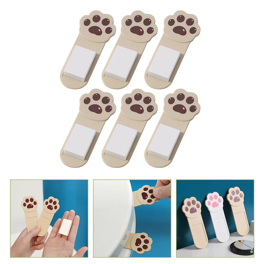 

Набор из 6 самоклеящихся подъемников для крышки унитаза в форме кошачьих лапок, аксессуар для ванной комнаты, простой в использовании открыватель для унитаза