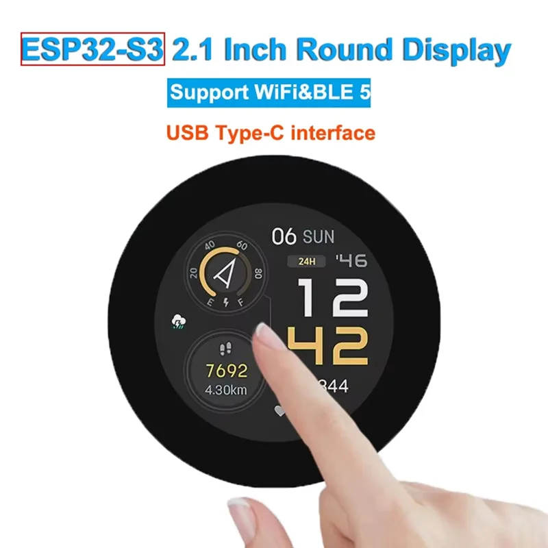 

A40Z-ESP32 S3 2,1-дюймовый ЖК-дисплей, макетная плата 480X480, емкостный сенсорный дисплей LVGL HMI с 6-осевым датчиком QMI8658C