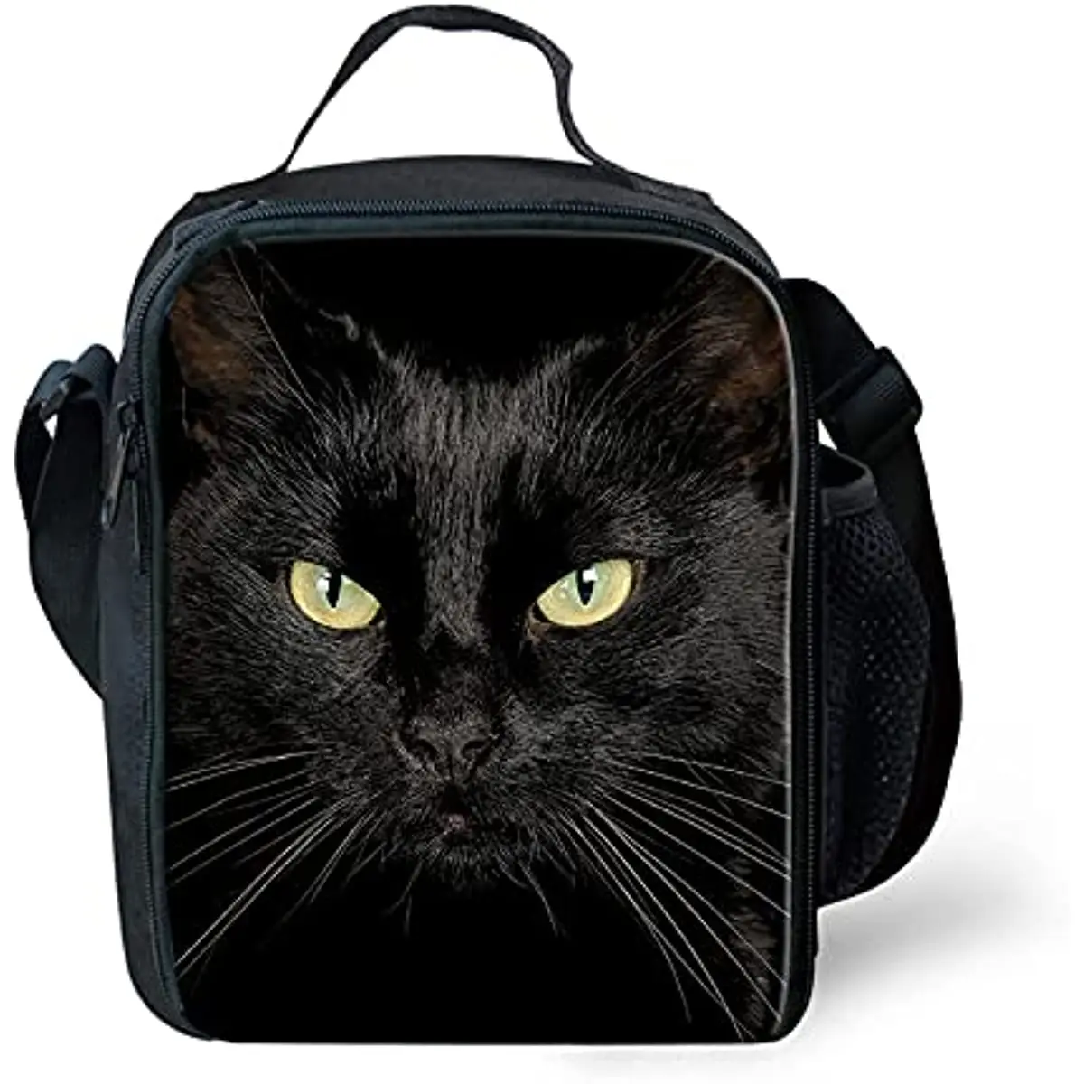 Lancheira isolada de gato preto, lancheira fofa de animal para meninos e meninas, bolsa térmica isolada para trabalho, piquenique