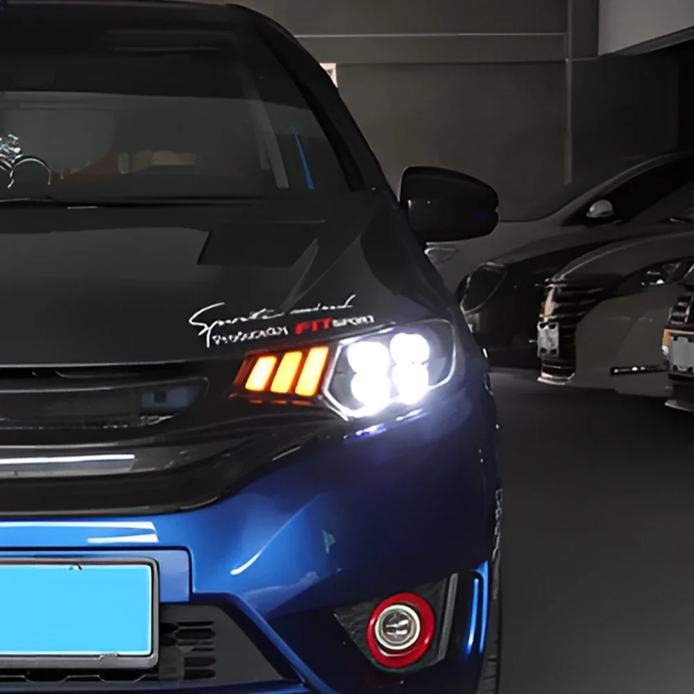 Auto Headlights For Honda Fit GK5 2014-2020 LED Car Front Lamps Assembly Upgrade Mustang style 4 Projector Lens Tool Accessories