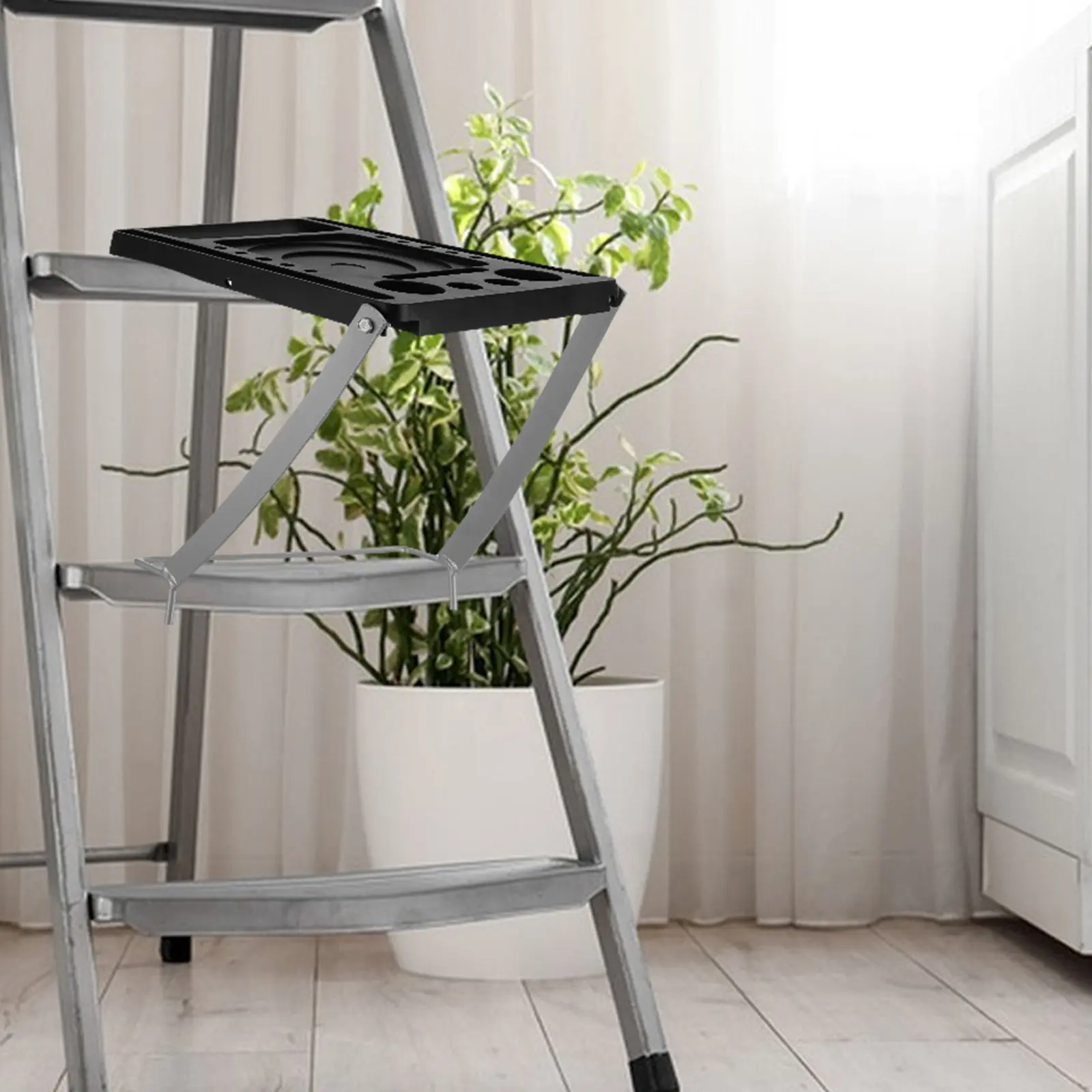 Folding Step Ladder Platform Storage Tray Anti-Slip Tool Holder 13.78x10.63 Inches Work Tray Accessory for Painters Cleaners view 6