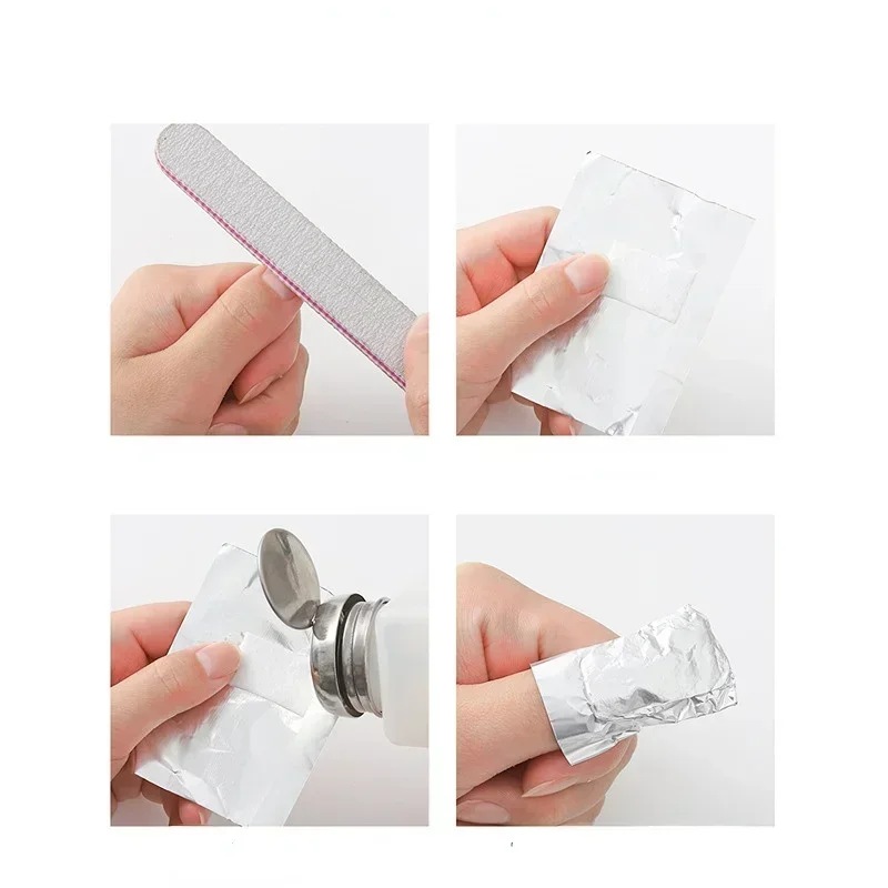 Nail Cleaner Tool, Cotton Nail Polish Removal, Soak Off Acrylic Gel, Aluminium Foil Remover Wraps, 200PCS