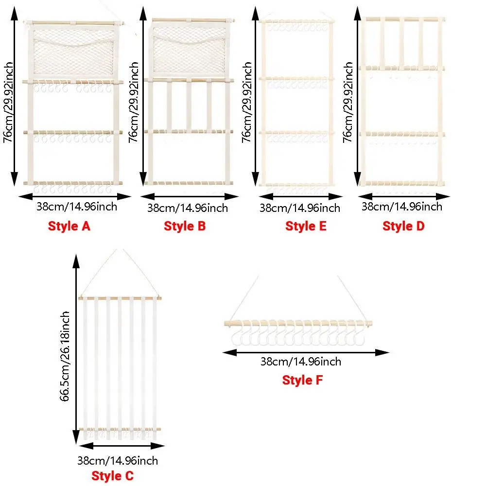 1 مجموعة سعة كبيرة عقال الشعر تخزين الرف الفضاء إنقاذ هوك حتى عقال حامل عرض خشبي الديكور #6
