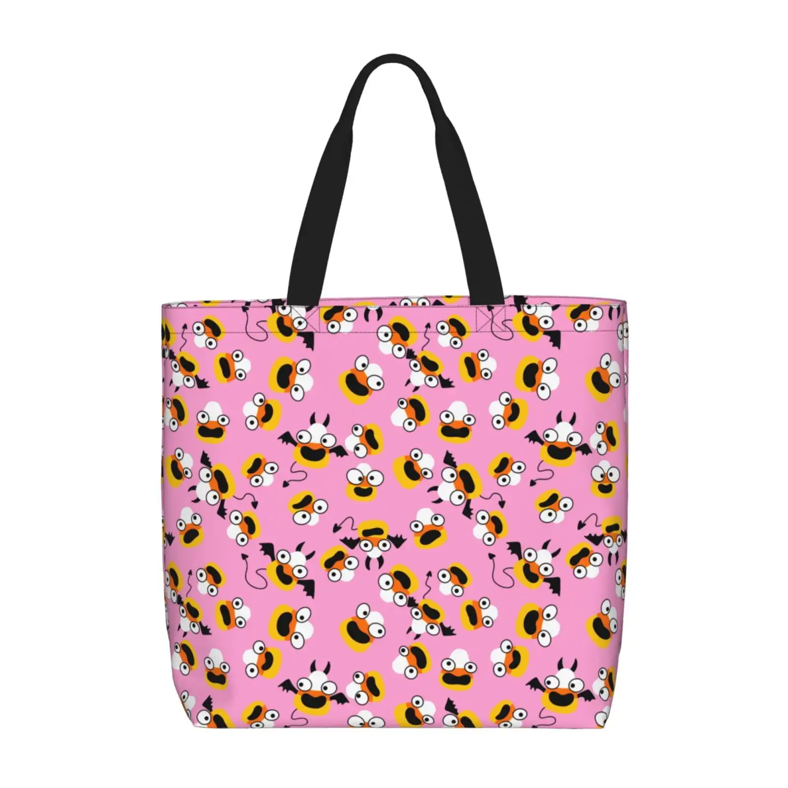 Divertida tela de araña de maíz, bolso de mano con estampado, bolsas de compras reutilizables, bolso de hombro con bolsillo interior