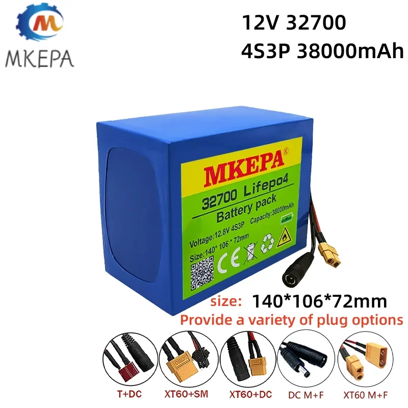 

32700 Lifepo4 Battery Pack 4S3P 12.8V 38000mAh 4S 40A 100A Balanced BMS for Electric Boat and Uninterrupted Power Supply 12V